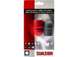 Simson Simmy 3 Lyss&aelig;t LED Batterier - R&oslash;d/Gr&aring;